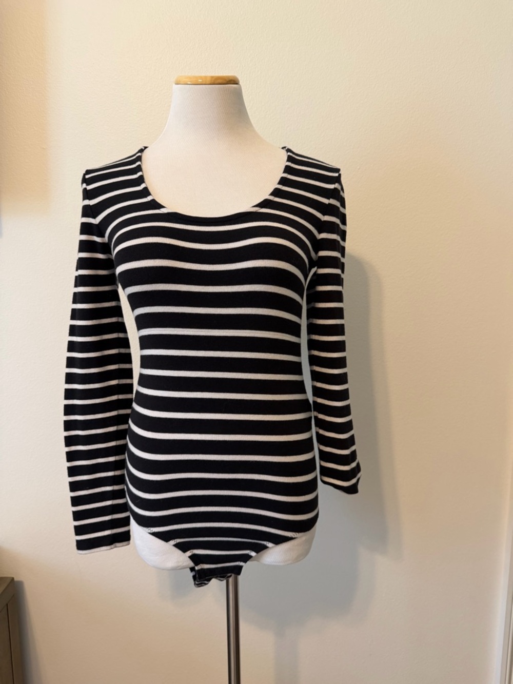 Madewell Black & White Striped Long-Sleeve Bodysuit